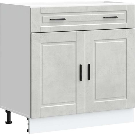 Meubles de Rangement，Armoire de cuisine Porto gris béton bois d'ingénierie CFW192057 (1/5)