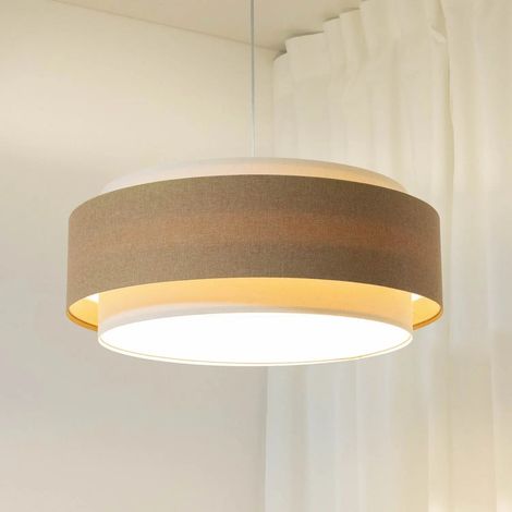 [NEUWERTIG] B-Ware Hängeleuchte Boho Elegant Pendelleuchte Textil Lampe Beige Creme ø 60 Cm E27 Led