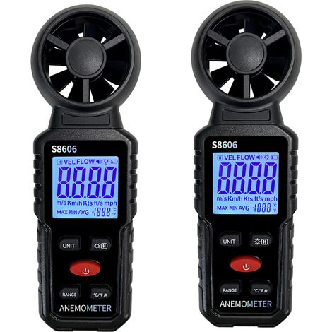 2PCS Questo anemometro digitale portatile 3 in 1 misura la velocità del vento, la forza del vento e la temperatura del vento. per pesca. (1/5)