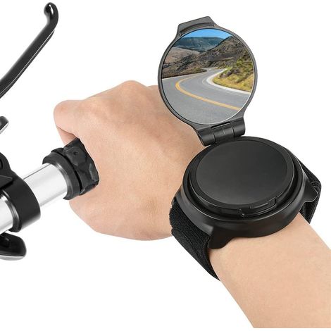 Rétroviseur de poignet pour vélo réglable grand angle rétroviseur de vélo rétroviseur de sécurité sangle de vélo de montagne pour réflecteur de guidon rétroviseur extérieur (1/5)