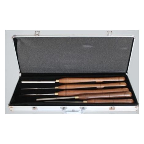 Leman – Coffret assortiment 5 outils de tournage acier – Gouge à dégrossir, bédane, grain d'orge – Pour bois dur et teck