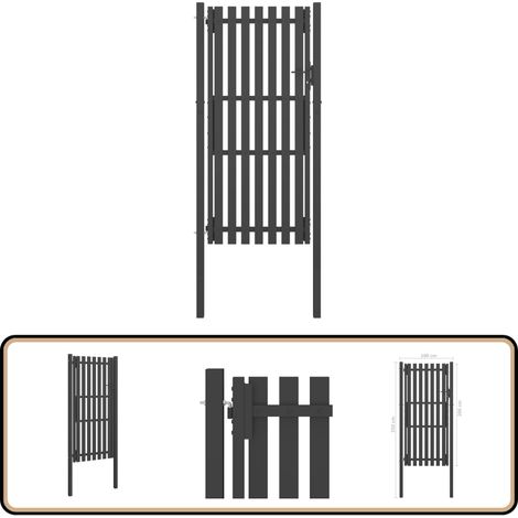 Portail de clôture de jardin Acier 1x2,5 m Anthracite - Portail De Jardin - Portillon - Clôture - Portail Aluminium - Portail Acier