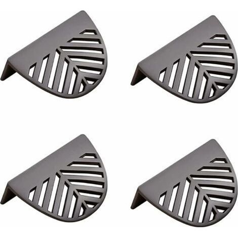 Lot de 4 poignées de meubles en forme de feuille en laiton doré - noir pour meubles de cuisine en laiton (1/5)