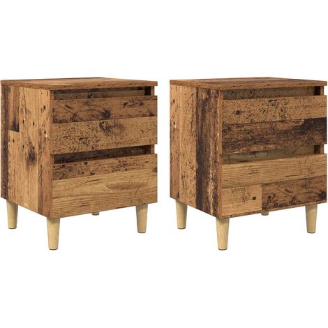 Set di 2 unità letto rustiche rettangolari in stile industriale con cassetti 40 x 35 x 50 cm in legno di recupero 020054523