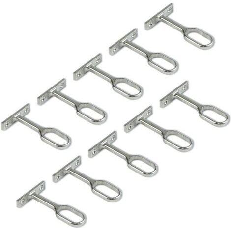 Support central pour barre de penderie ovale,Nickelé, Lot de 10