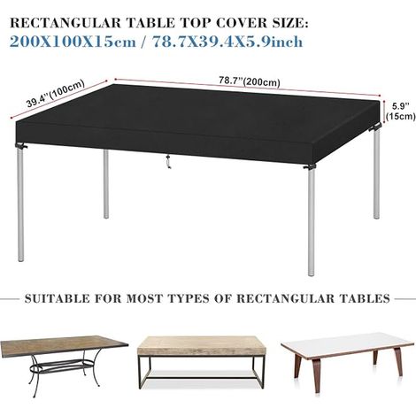 Waterproof Standing Table Cover - Outdoor Cover for Garden Furniture - Protection for Rectangular Garden Table - 200 x 100 x 15 cm (1/3)