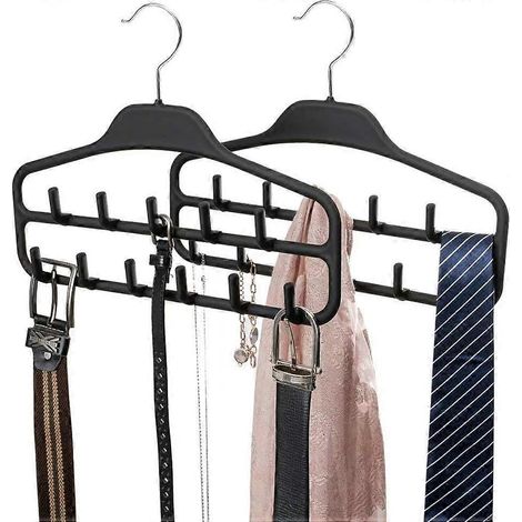 Lot de deux crochets, porte-cravates antidérapant, crochets résistants pour accessoires de garde-robe, noirs