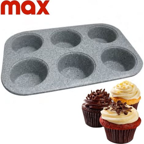 TrAdE Shop Traesio - Stampo 6 Muffin Teglia Marmorizzato 26,5 X 17,5 X 3cm Cupcakes Dolci Pasticceria -