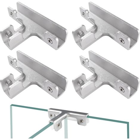 JSSEVN-4 Pièces 13.5mm Clips a Verre en Alliage D'aluminium, Supports de Serrage Réglables pour Verre,pour Verre de 11-12 mm D'épaisseur, Forme de T (1/5)
