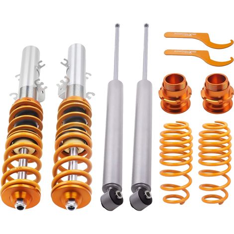 Kit coilover, altezza regolabile 0-25mm, compatibile con Audi TT Roadster 8N 1999-2006, compatibile con Audi TT Coupé 8N 1998-2006, rigidità molla anteriore 7 kg/mm, rigidità molla posteriore 6 kg/mm (1/5)