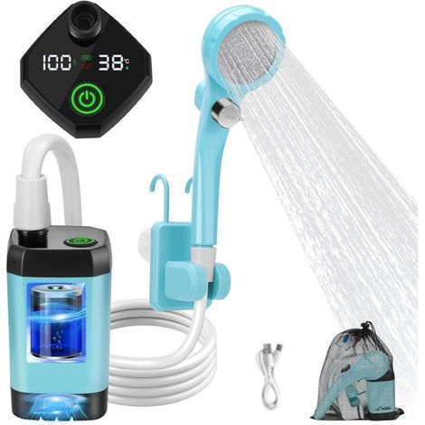 Ensemble de douche de camping , pompe de douche rechargeable , affichage intelligent de la température , pression d'eau réglable (1/5)