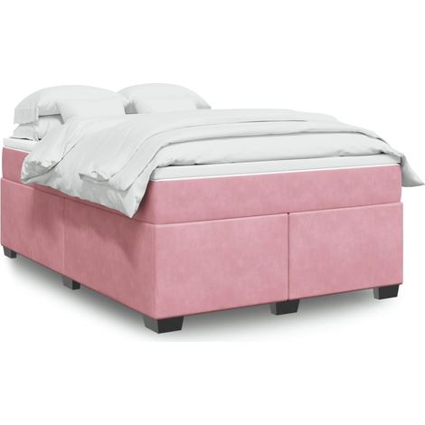Boxspringbett mit Matratze Rosa 140x200 cm Samt