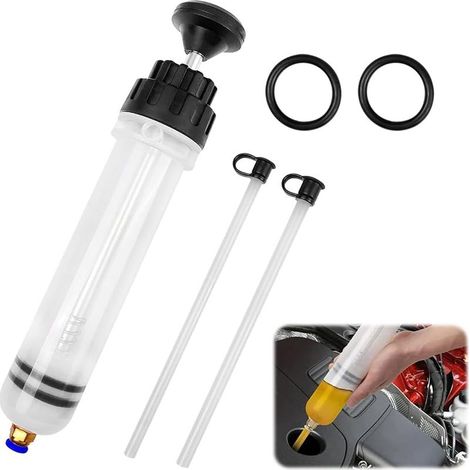 Seringue a Huile 200ml, Pompe d'Aspiration Pompe Vidange Huile Moteur Extraction Liquide de Frein avec Tuyau et Joint, Huile Aspiration Seringue pour Le Liquide de Frein Transmission (1/5)