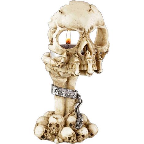 Bougeoir effrayant pour bougie chauffe-plat - Décorations d'Halloween - Bougeoirs en forme de crâne - Bougeoir en résine (1/5)