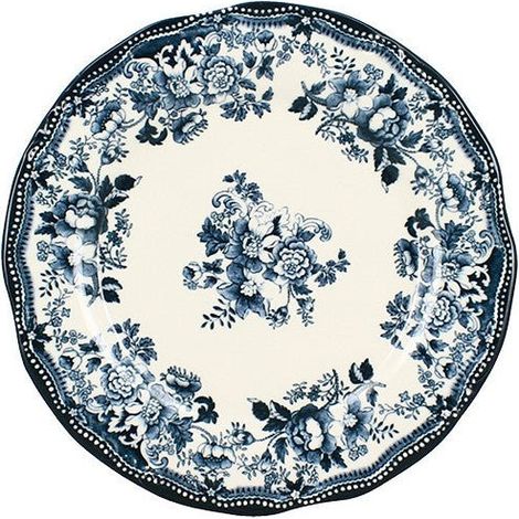 6 x assiettes plates FAUSTINE bleues - Porcelaine - 26cm - Novastyl