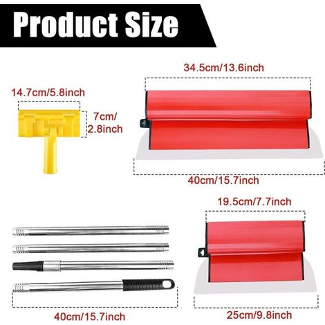Spatule Enduit Lissage Set, Lame à Lisser en Acier Inoxydable Béton Lisseuse Enduit Couteau à Enduire, Manche en Forme de Z, pour le Plâtrage de Plafond et Mur (25 Cm+40 Cm) (1/5)