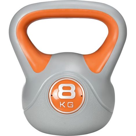 Kettlebell 8 kg, haltère avec poignée ergonomique, haltère à boule, musculation, entraînement, 20 x 14 x 24 cm, orange (1/5)