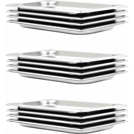 vidaXL Bandejas Gastronorm 12 unidades GN 1/3 20 mm acero inoxidable (1/5)
