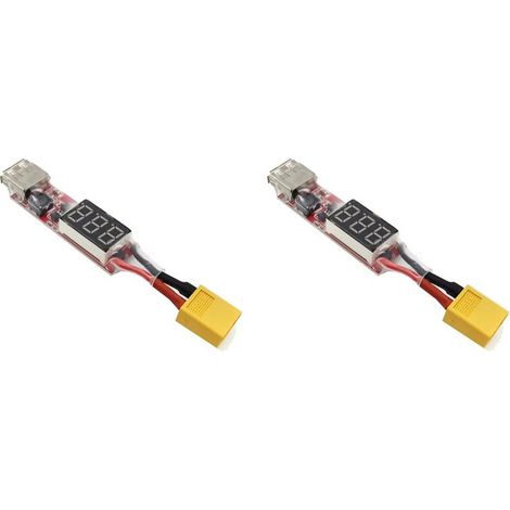 Dieser 2X Lithium-Batteriekonverter ist mit 2S-6S XT60 USB-Ladegeräten kompatibel und verfügt über eine Spannungsanzeige sowie eine Adapterkarte zum Schutz des Telefons.