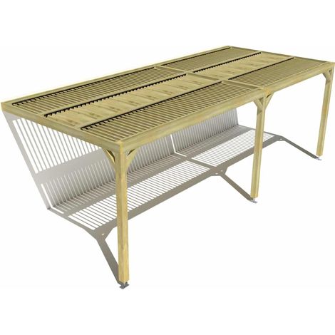 Pergola bois • 7m x 3m • adossée • sens largeur • lames orientables bioclimatiques incluses • livraison comprise (1/3)