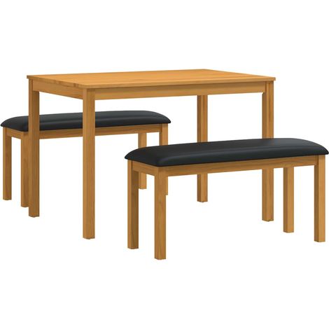 Ensemble de salle à manger 3 pc Noir Bois de chêne massif vidaXL (1/5)