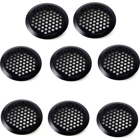 Grille de ventilation murale ronde 8 pièces Grille de ventilation en métal 35 mm avec filet anti-insectes (noir) (1/5)