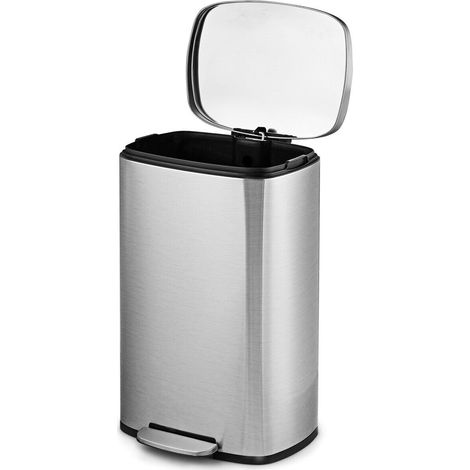50L Rectangular Trash Garbage Can Stainless Steel Step Trash Bin Recycling Pedal (1/5)