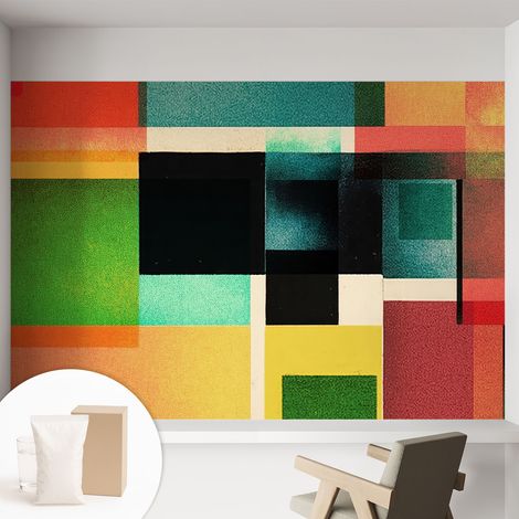 Papier peint intissé mural pour salon chambre à coucher tendance et originale - Colle incluse gratuite Abstraction géométrique 152x104 cm (1/5)