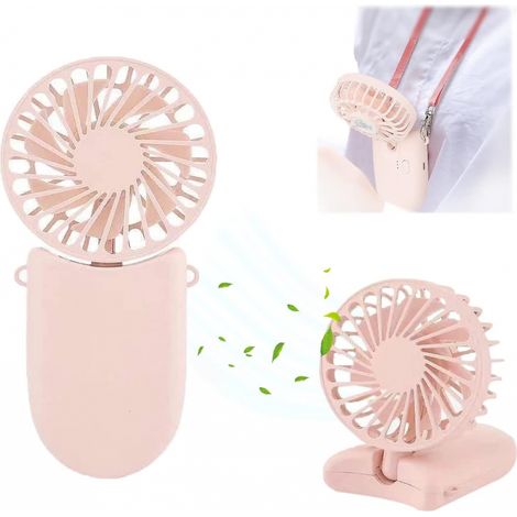 BEBUSINGOTO Ventilateur de collier personnel portable 3 en 1, mini ventilateurs portables/de bureau, rechargeables suspendus réglables à 3 vitesses avec batterie longue durée (1/5)