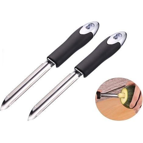 Apple and Chili Pitter - Stainless Steel - 2 pcs - Black - Serrated Blade (1/4)