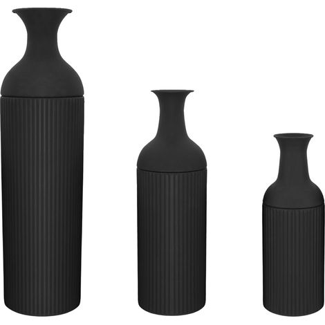 Jarrones para flores, diseño moderno, metal resistente, negro. (1/2)