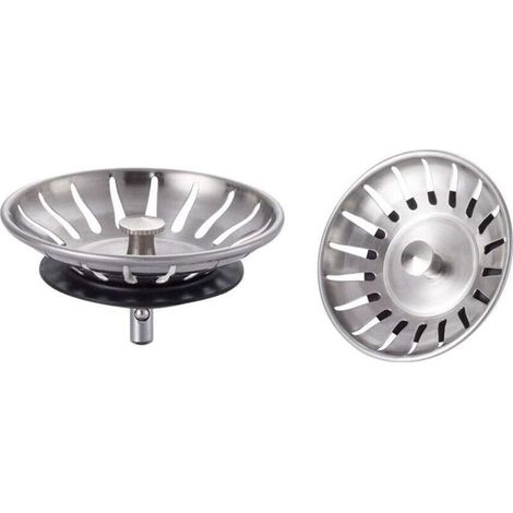 Bouchon D Évier - Crépine Acier Inoxydable SUS304 - Diamètre 80 mm - 18 Fentes - Pour Évier Cuisine - Lot De 2 (1/5)