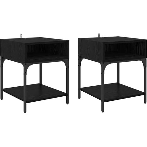 Maison Exclusive - Comodino 2 pcs Rovere Nero 40 x 40 x 50 cm Legno multistrato