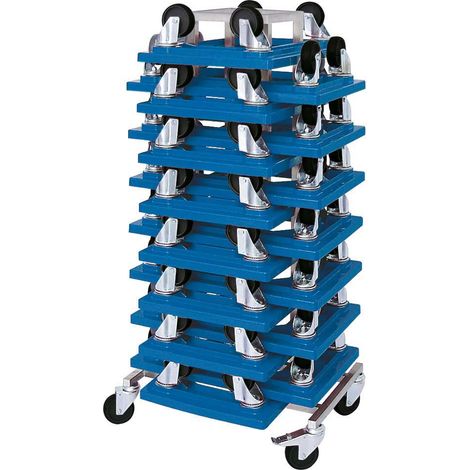 BRB 15 x Kistenroller 600x400 mm, blau, Tragkr. 250 kg + Rollerständer aus Edelstahl (1/3)