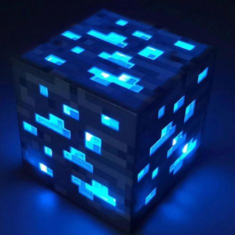 LYERCW - Lampe de nuit rechargeable Minecraft pour mineur, jouet bleu (1/2)