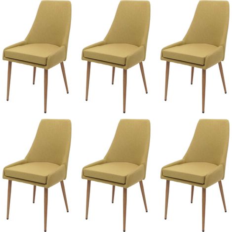 Lote de 6 silla de comedor HHG-069, silla de cocina silla tapizada, tela/textil (280g/m²) metal, verde