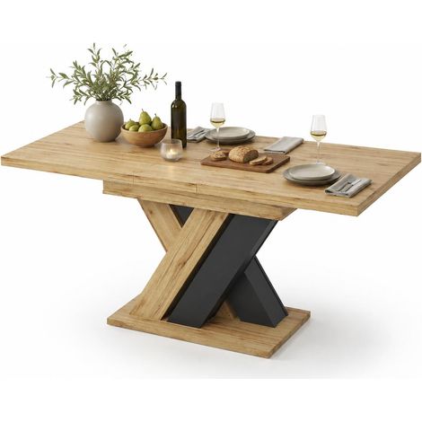 FurnitureR Wood Effect Extendable Dining Table 119 to 158.5cm X Legs (1/5)