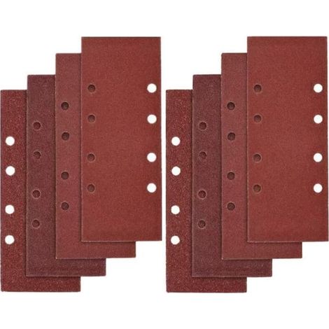 40 PCS Papier de Verre, 93 x 185mm Feuilles Abrasives pour Ponceuse Vibrante 8 Trous Assorted P40, P60, P80, P100 Grit.. (1/4)