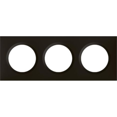 1 Plaque de finition 3 postes noir effet velours carré pour appareillage Dooxie montage horizontal vertical