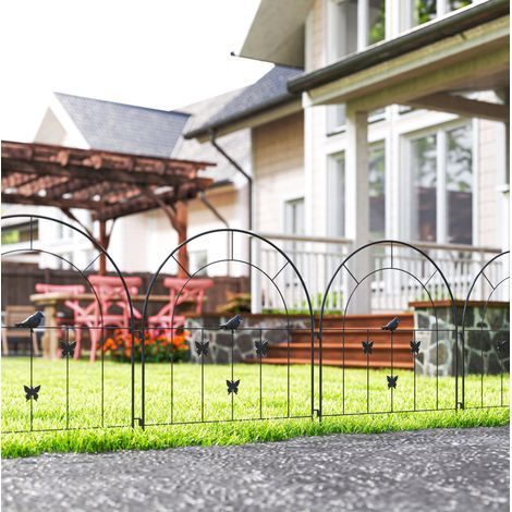 CHICFURN Recinzione da giardino in acciaio 300 x 70 cm nera, 5 pannelli decorativi (1/5)