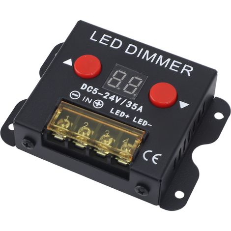 Variateur de bande LED DC 5-24 V 35 A, contrôleur de gradation PWM avec affichage numérique et boîtier métallique pour usage domestique et commercial (1/5)