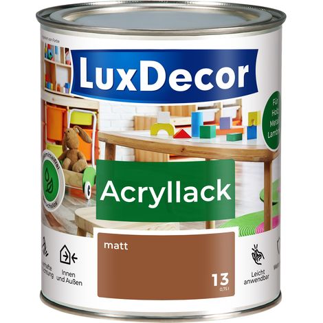LUXDECOR Acryllack Holzfarbe Metall und Holz Lack Buntlack Matt (13) Hawaiianische Zigarre - 0,75L