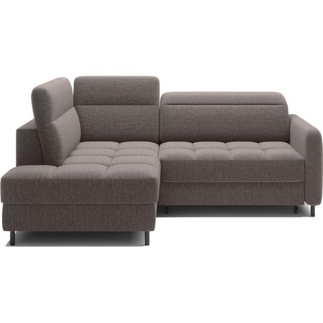 Sofá de esquina izquierda convertible BARNEA 208 cm marrón con almacenamiento (1/5)