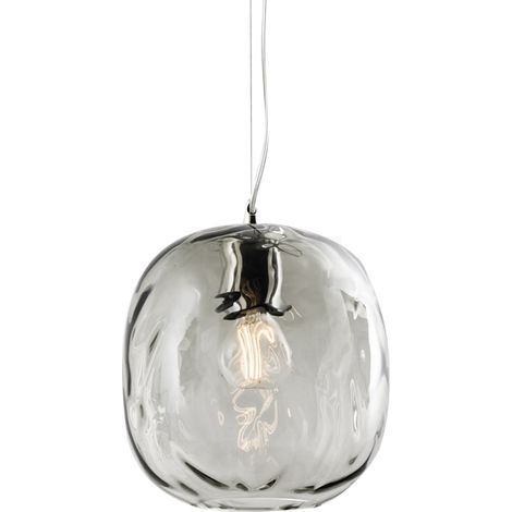 OBAN Suspension en Verre Soufflé Fumé E27 IP20 - Lampe Design avec Diffuseur Artisan - Structure Elégante pour Intérieur (1/5)