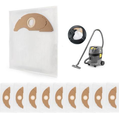 10 Pièces Sacs à Poussière pour Karcher NT 22/1 Sacs à Poussière de Rechange Aspirateur Accessoires (1/4)