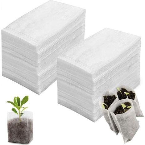 Lot de 600 Pièces Sac de Semis 12 x 10 cm Biodegradables Sac de Pépinière Sac de Plantation Non Tissé pour Plantes Semis Sacs de Croissance d'élevage (1/5)