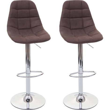 2x Tabouret de bar HHG-356, tabouret de bar, vintage brun foncé, textile