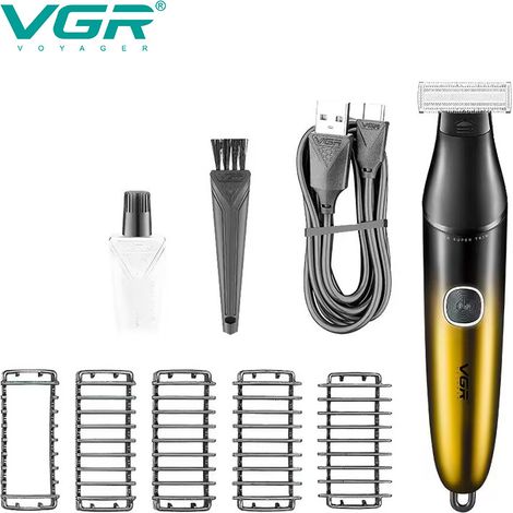 Rasoir électrique (Or) de qualité professionnelle, lavable à l'eau, avec affichage numérique et tondeuse à cheveux rechargeable (1/3)