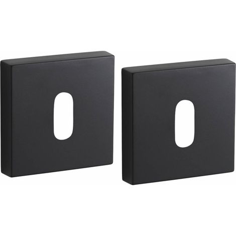 Coppia di rosette quadrate 50 x 50 mm con foro chiave, nero opaco – THIRARD (1/3)