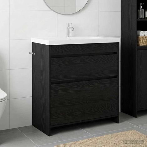 vidaXL Meuble sous lavabo de salle de bain Chêne noir (1/5)